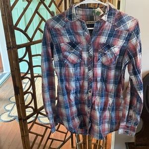 Washed indigo plaid shirt from orvis